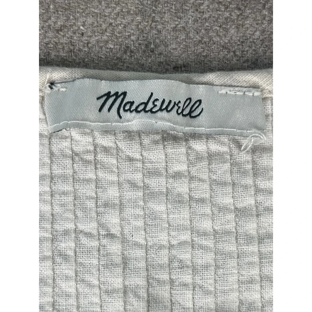 Madewell Linen Blend Crochet Pintuck Blouse Cream Boho Puff Sleeve Top Size S